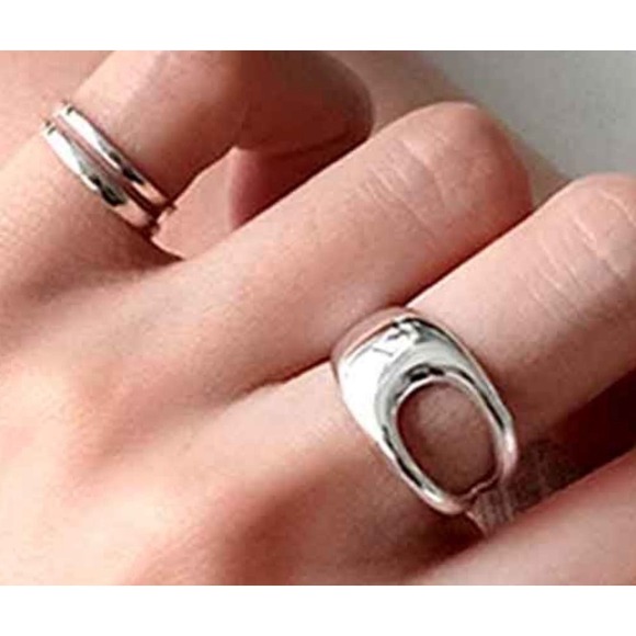 NEW UNIQUE SILVER ABSTRACT RING, OPEN RING, SILVER ADJUSTABLE RING, UNISEX RING - Picture 2 of 12